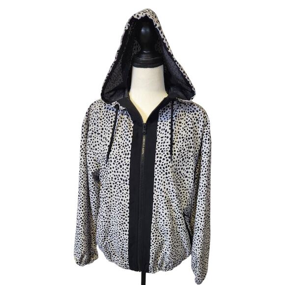 Lou & Grey Black Leopard Print Wanderweave Windbreaker Jacket Size XS NWOT - Picture 1 of 7